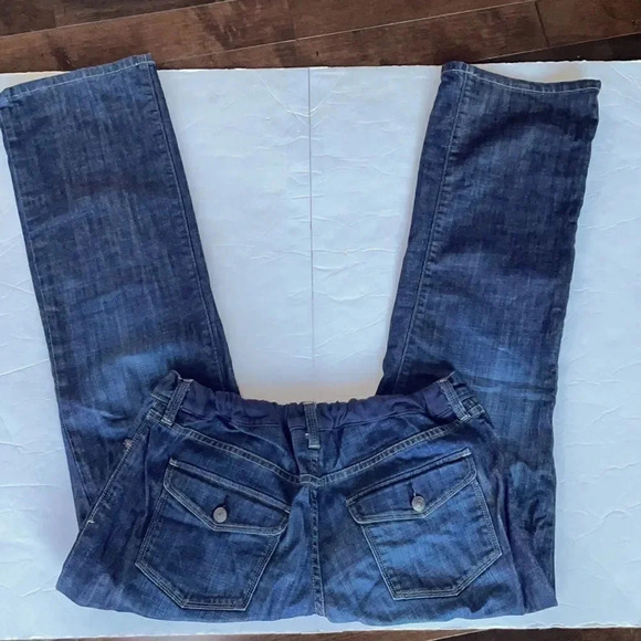 Gap Maternity jeans, straight leg. Adjustable waist. Dark wash. Size 14 - Picture 6 of 11